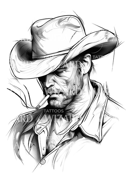 Strong Cowboy Americana Style Tattoo Design