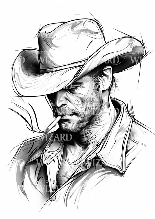 Strong Cowboy Americana Style Tattoo Design