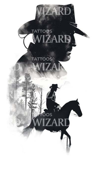 Strong Cowboy in Mexico Tattoo Design