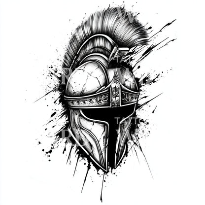 Strong Greek Helmet For War Tattoo Design