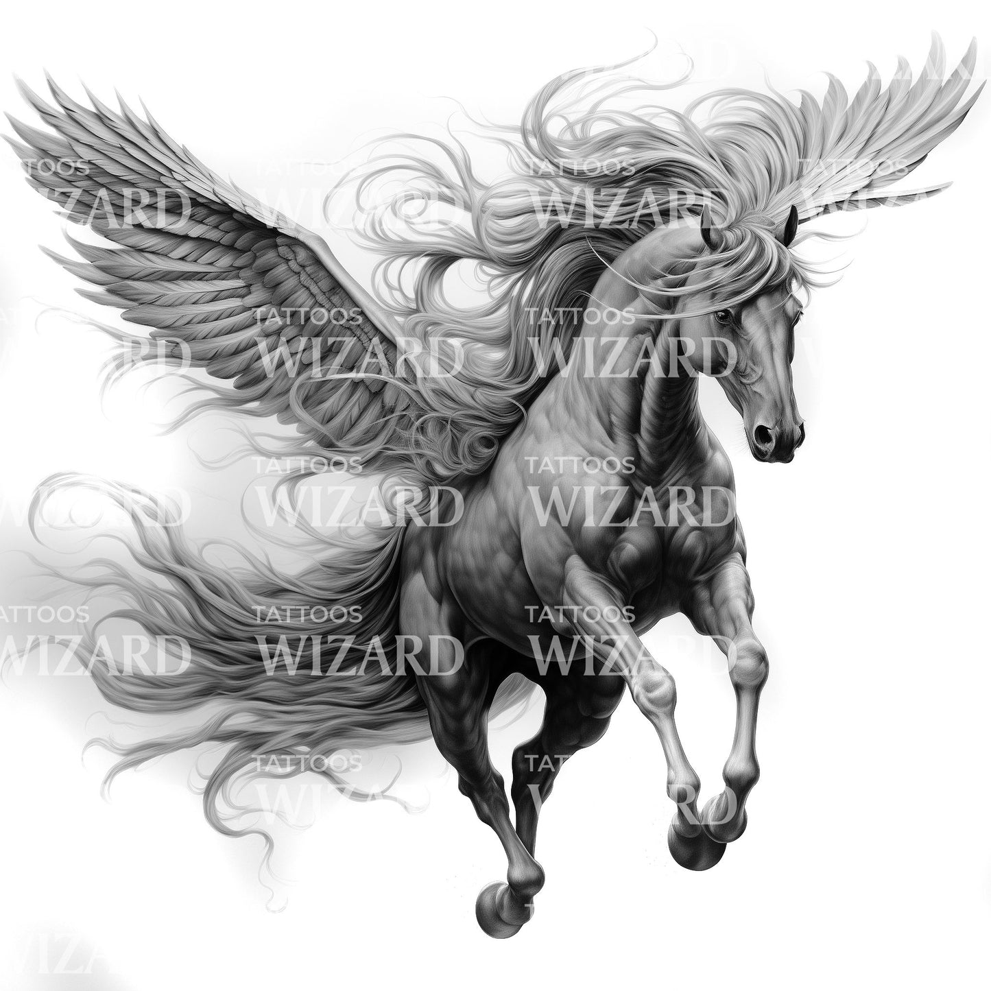 Strong Pegasus Flying Tattoo Idea