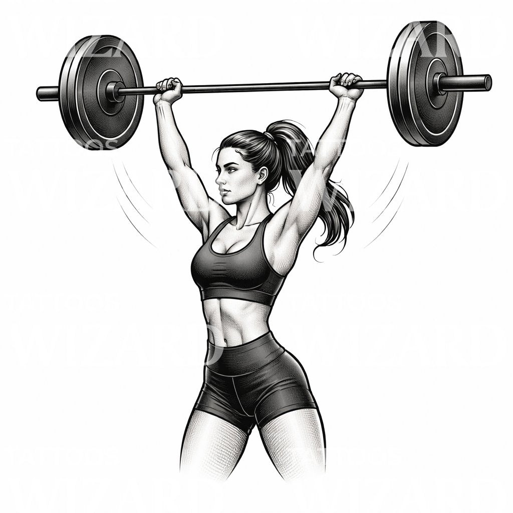 Strong Woman Lift Tattoo Design