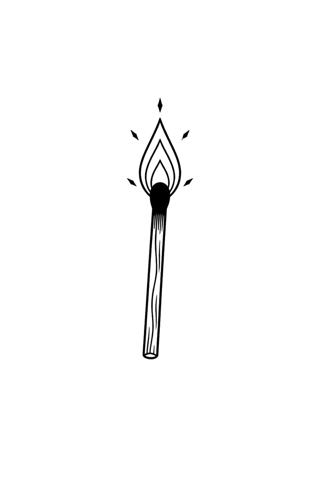 Struck Match First Flame Tattoo Design
