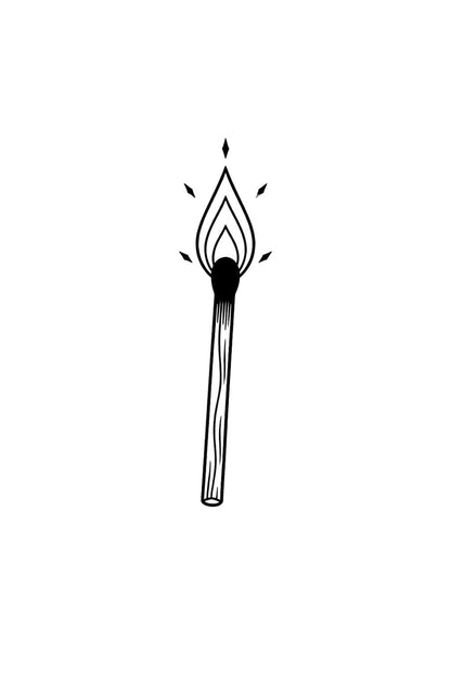Struck Match First Flame Tattoo Design