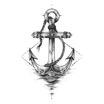 Stunning Anchor Dotwork Tattoo Design