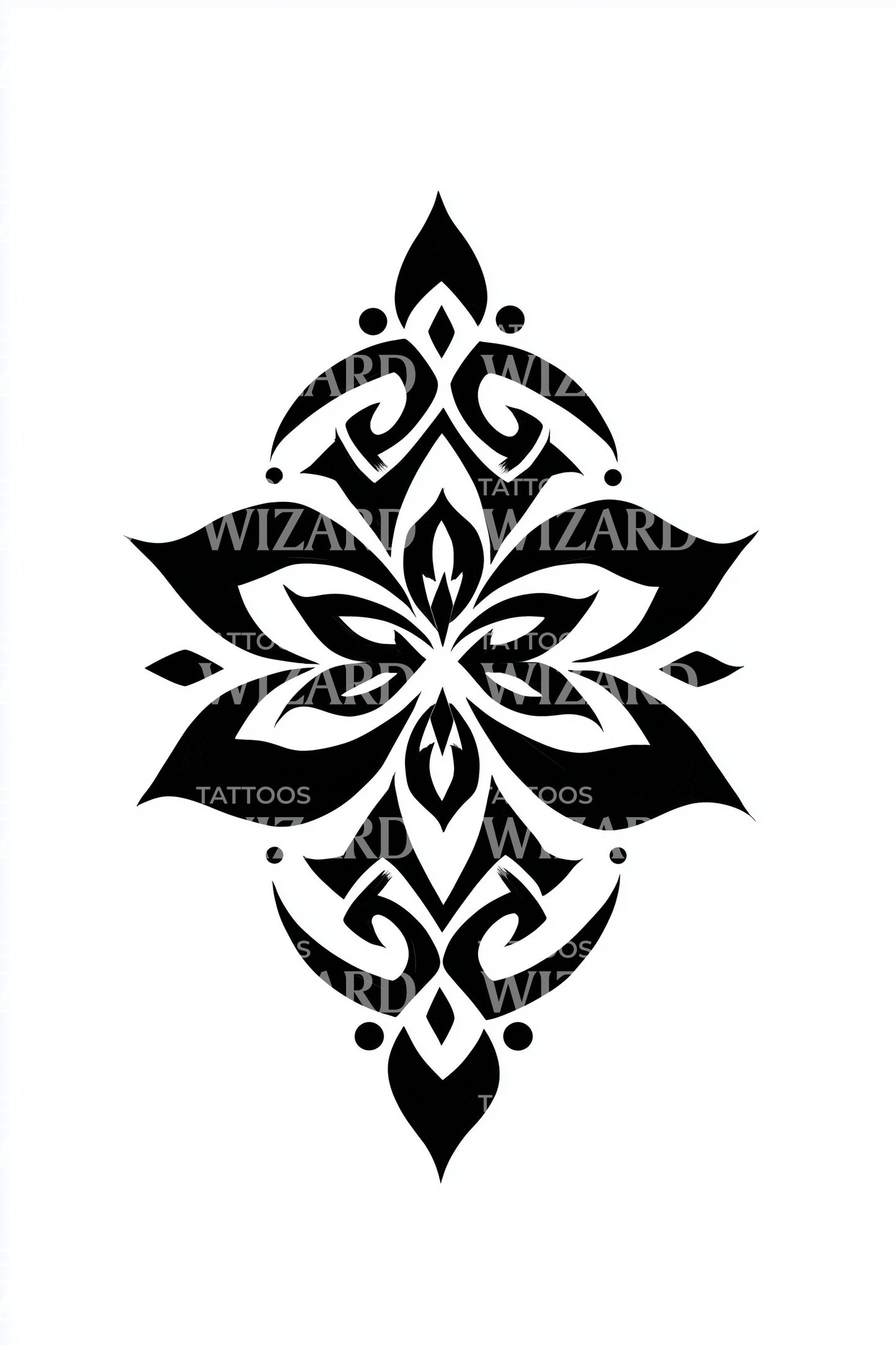 Stylized Lotus Diamond Tattoo Illustration
