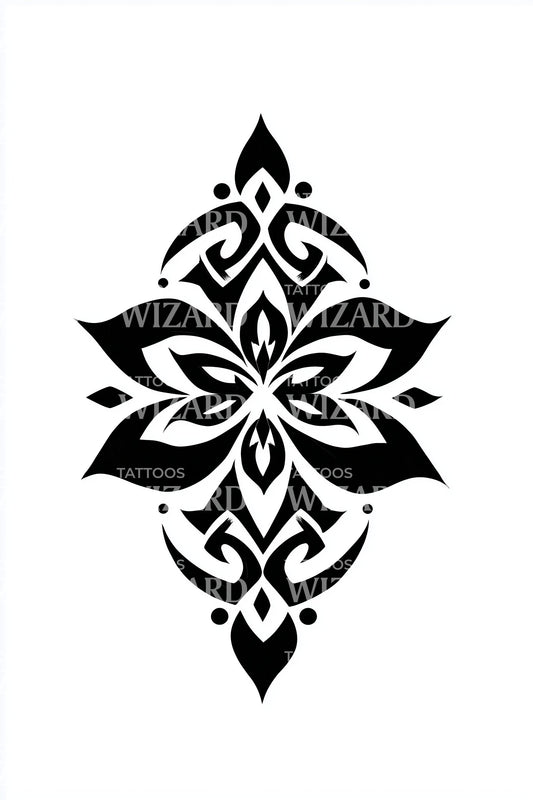 Stylized Lotus Diamond Tattoo Illustration