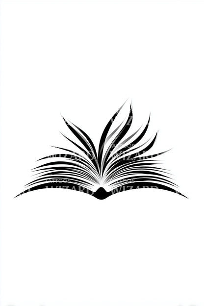 Ideia de Tatuagem de Livro Aberto Estilizado