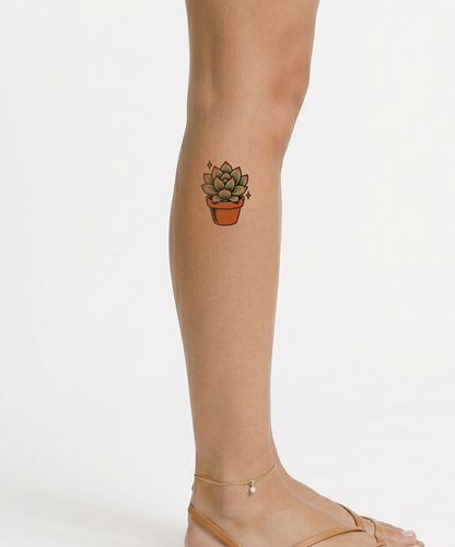 Echeveria Rosette in Clay Pot Sticker Tattoo Idea