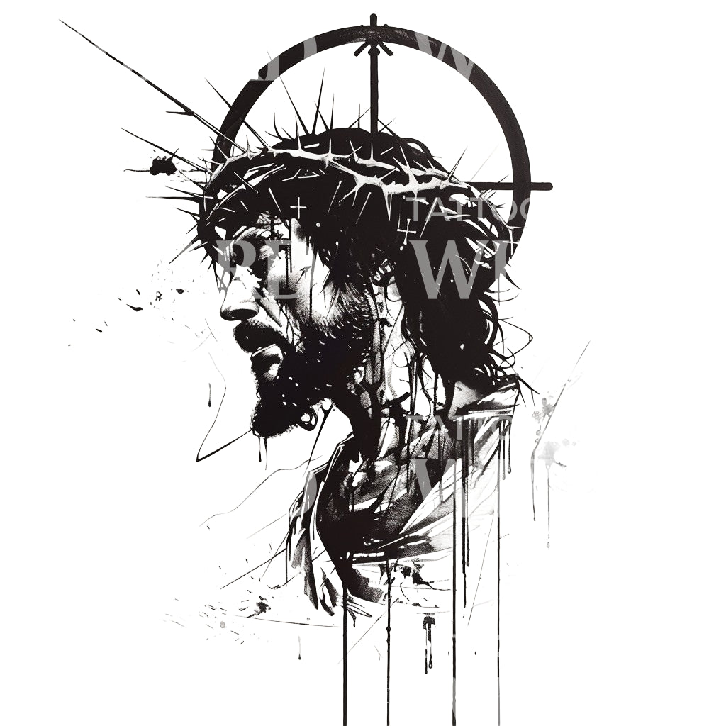 Suffering Jesus Representation Tattoo Design