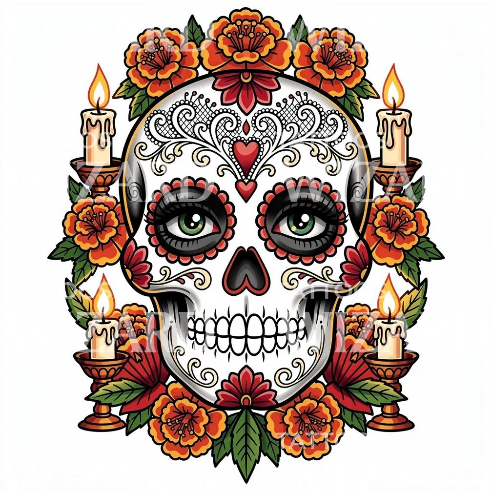 Sugar Skull Altar Tattoo Design