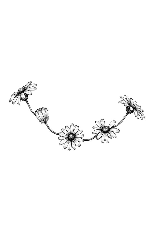 Diseño de tatuaje de cadena de margaritas de verano