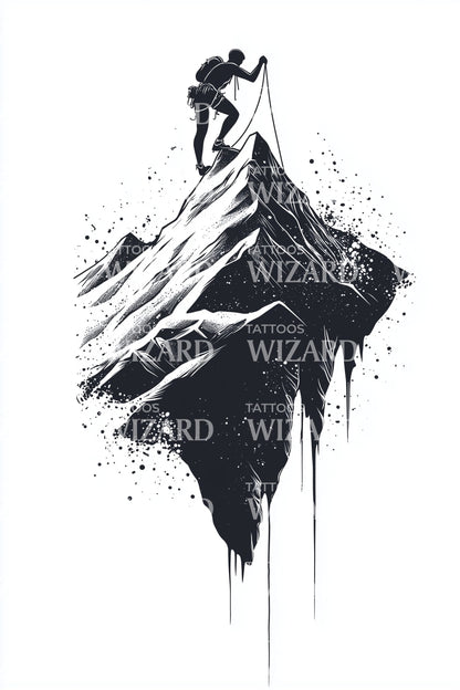 Summit Climber Silhouette Tattoo Design