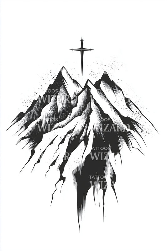 Desenho de Tatuagem Cruz do Cume da Montanha