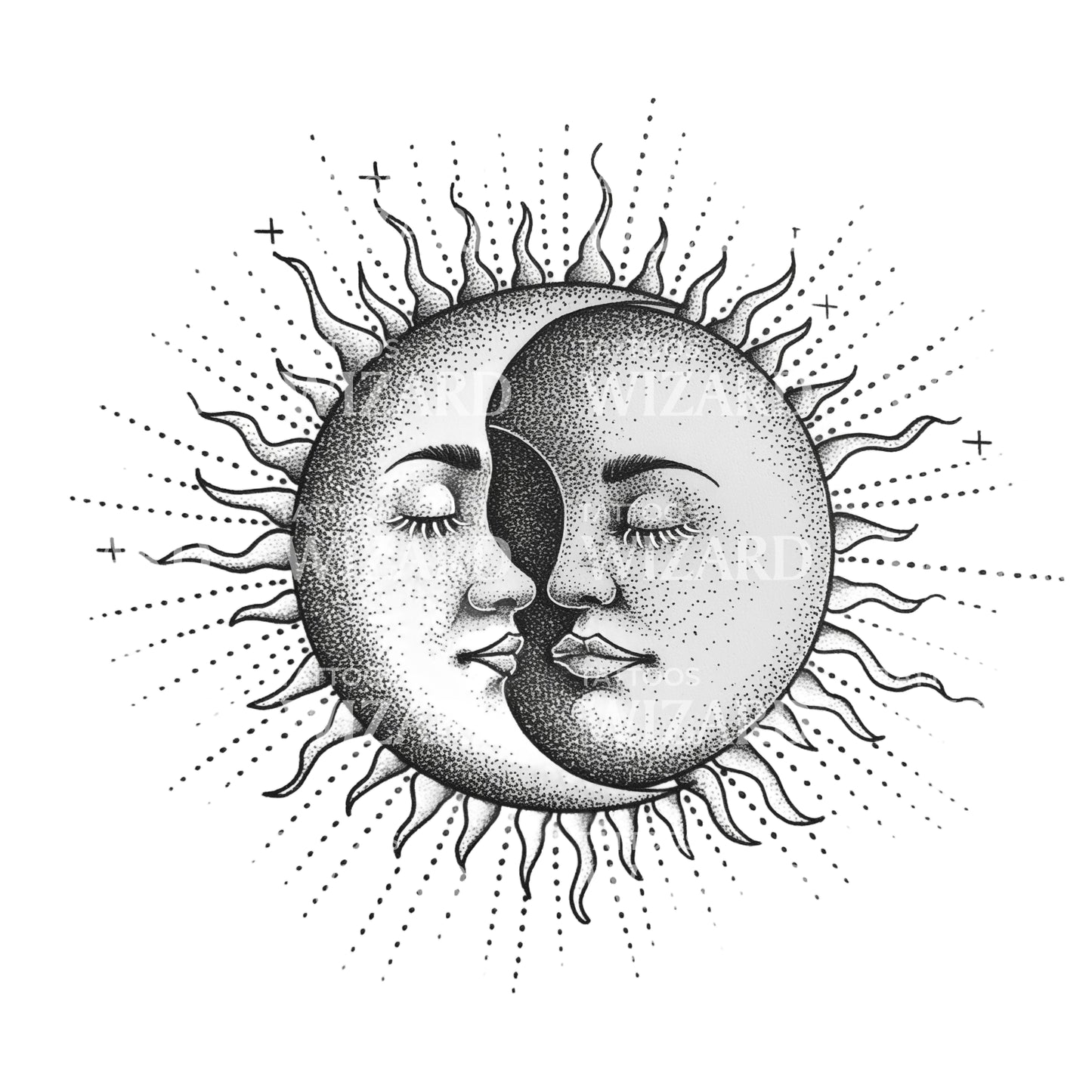 Sun and Moon Couple Tattoo Idea