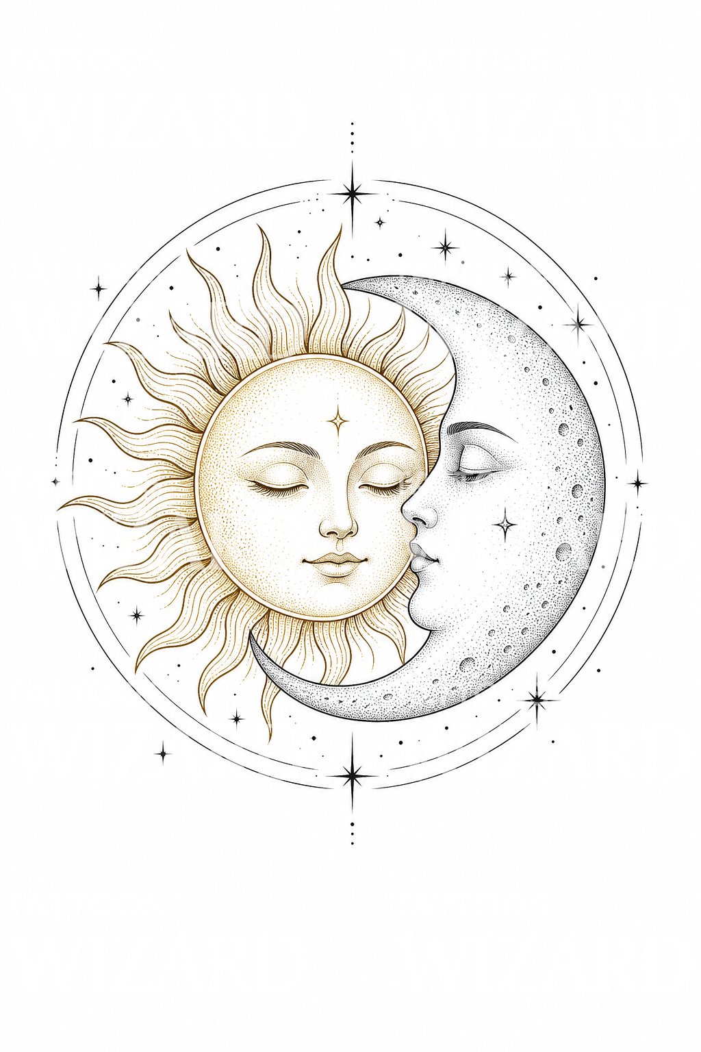 Design tetování slunce a měsíce