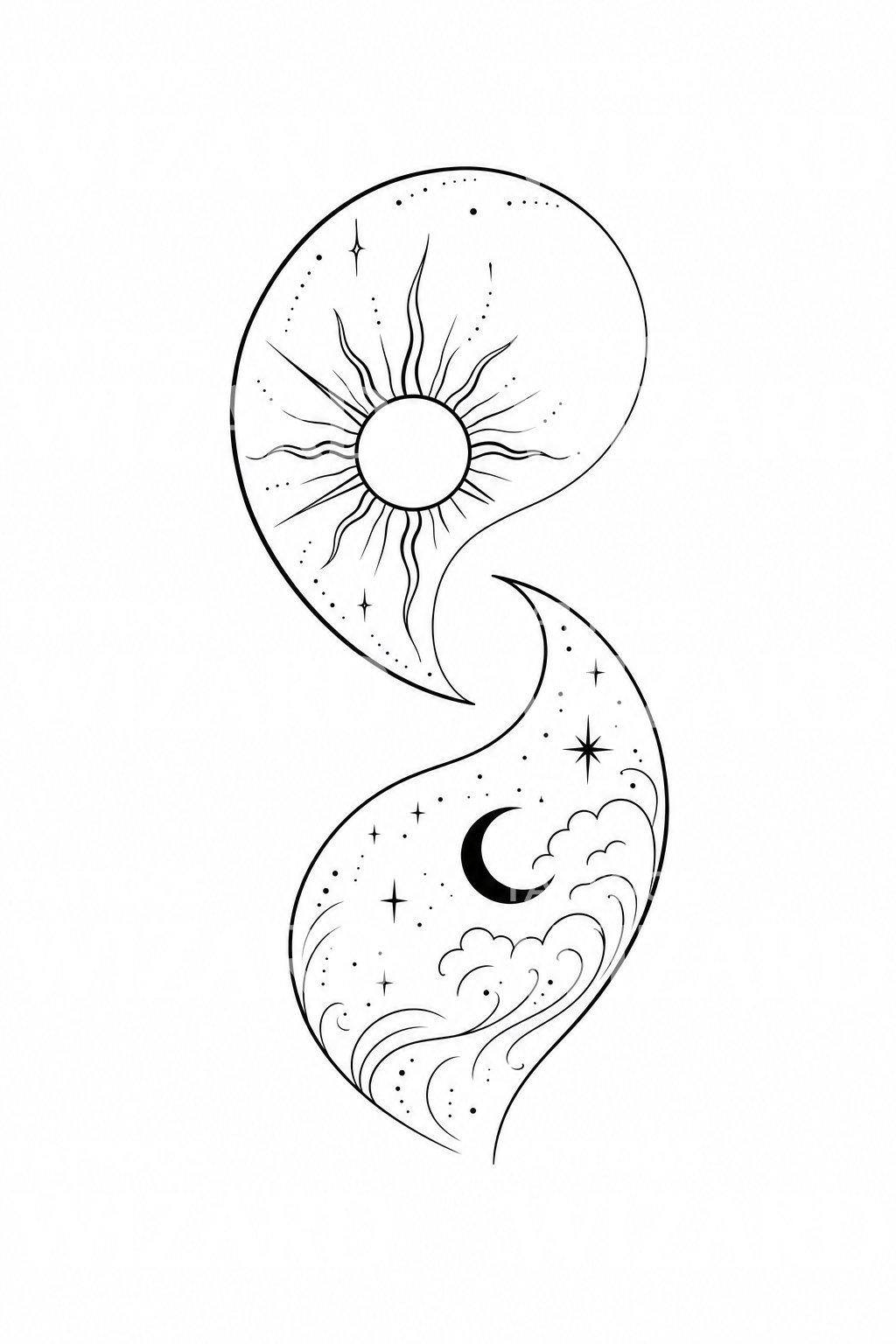 Sun and Moon Yin Yang Tattoo Design