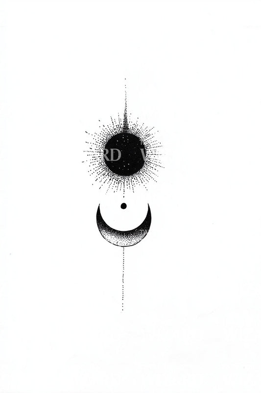 Zon Maan Minimalistisch Tatoeageontwerp