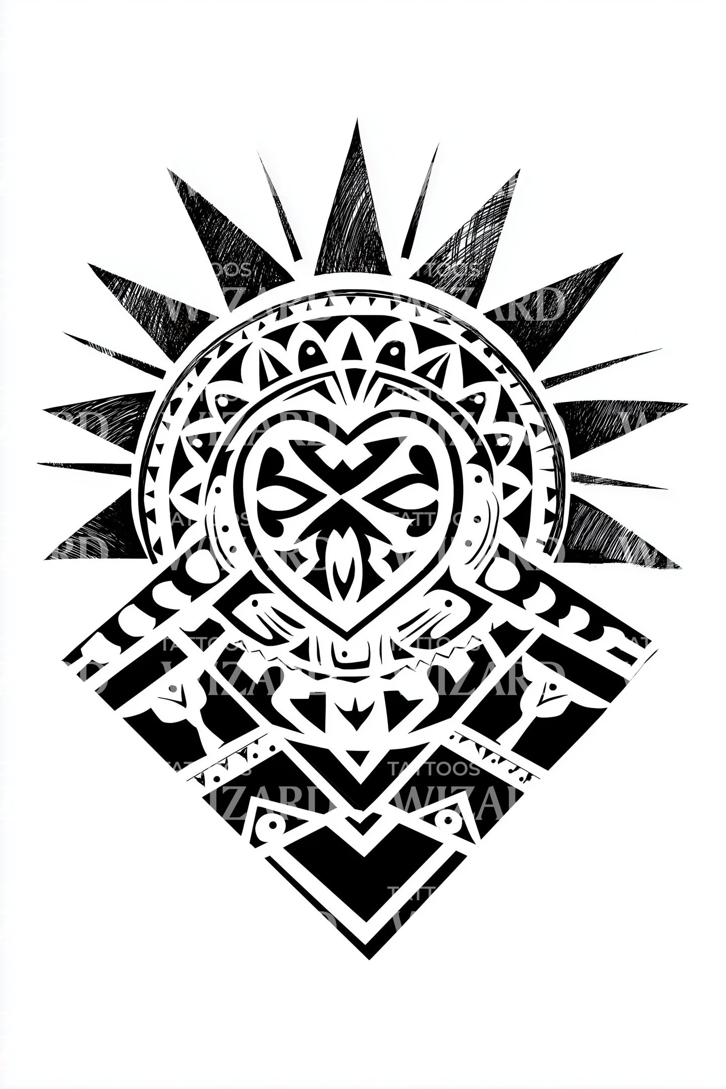 Zonnestraal Hart Mandala Tatoeage Ontwerp