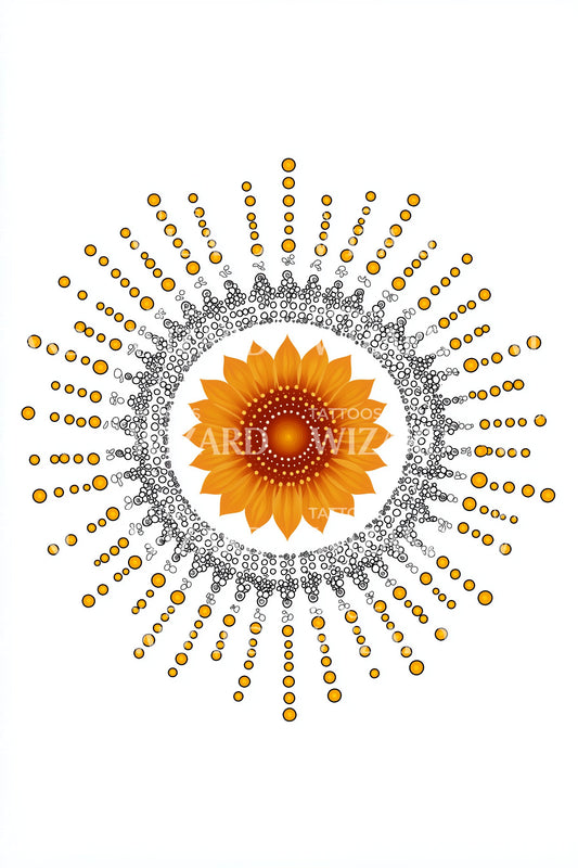 Sunburst Lotus Mandala Tattoo Design