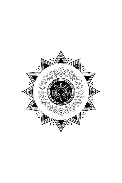 Desenho de Tatuagem Estrela Mandala Raio de Sol