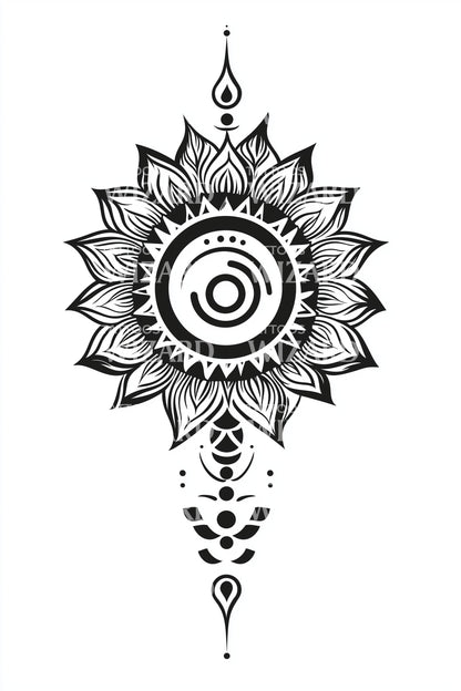 Sunburst Mandala Tattoo Design
