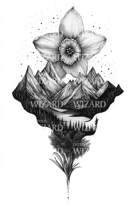 Sunburst Prayer Hands Tattoo Illustration