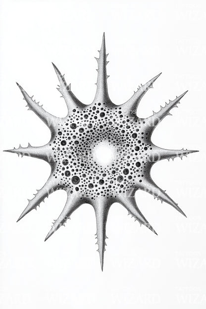 Sunburst Radiolarian Star Tattoo Idea