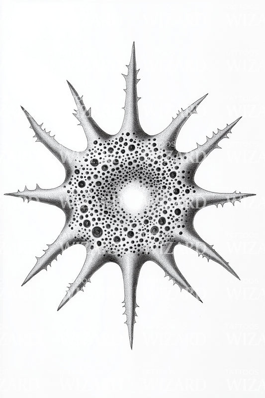 Sunburst Radiolarian Star Tattoo Idea