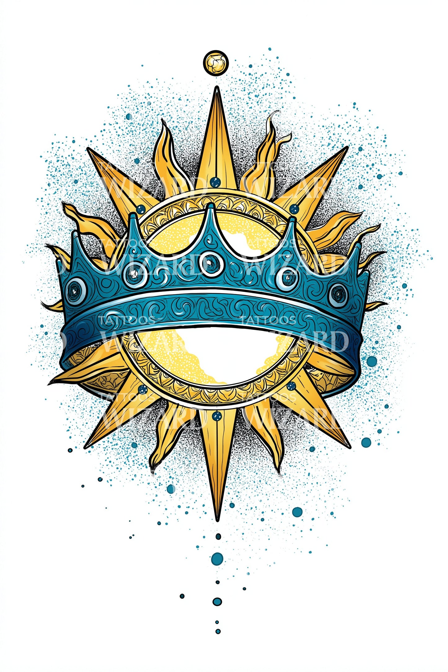 Sunburst Royal Crown Tattoo Design