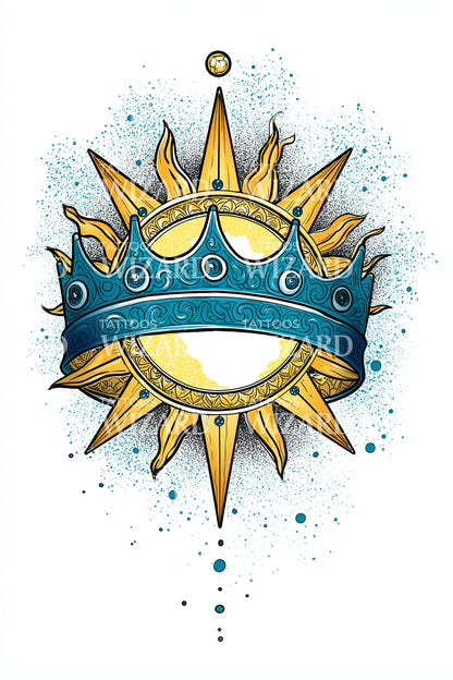 Sunburst Royal Crown Tattoo Design