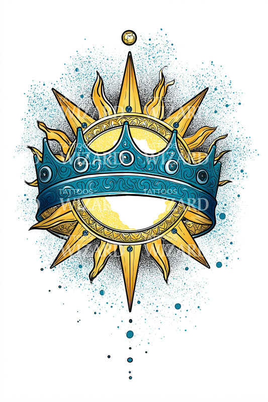Sunburst Royal Crown Tattoo Design