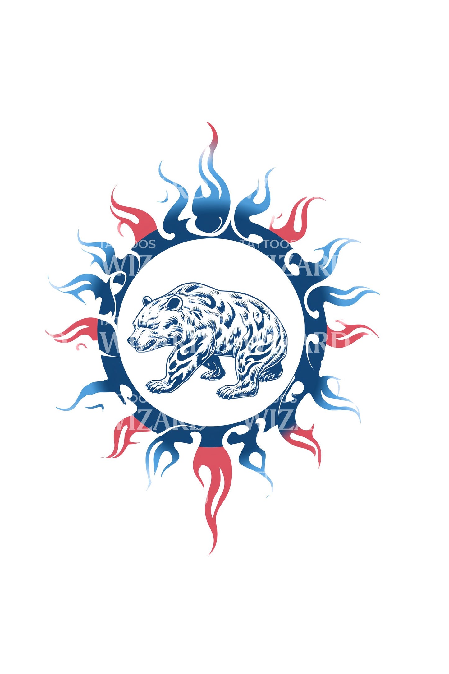 Design de tatouage emblème tigre rayons de soleil