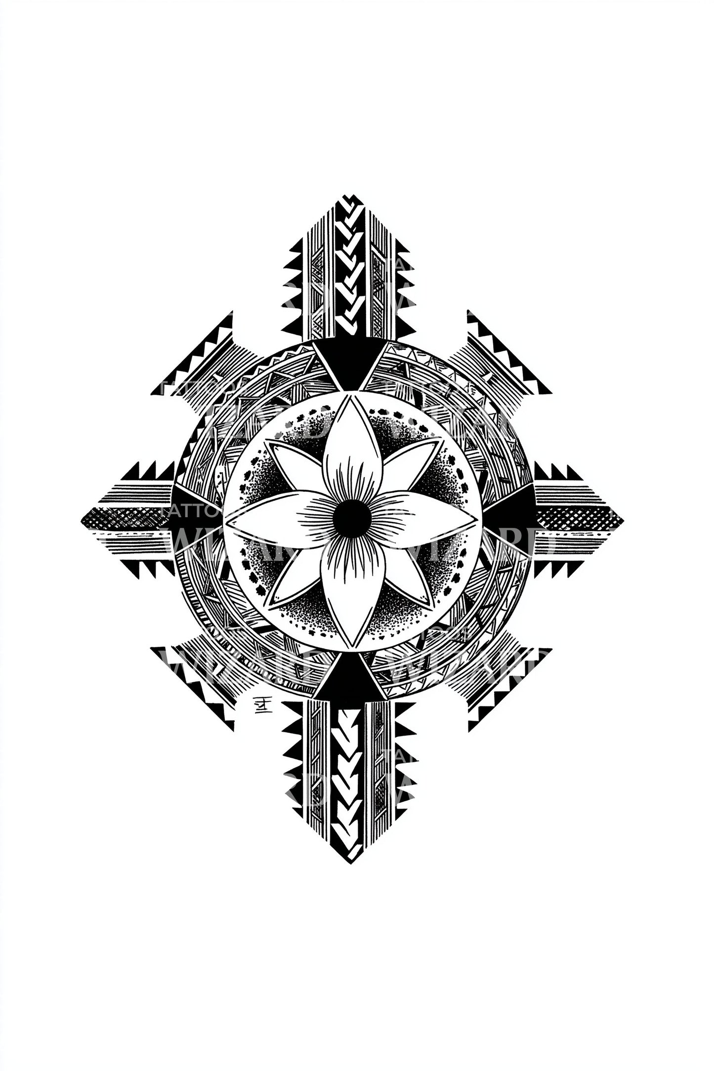 Desain Tato Roset Suku Matahari