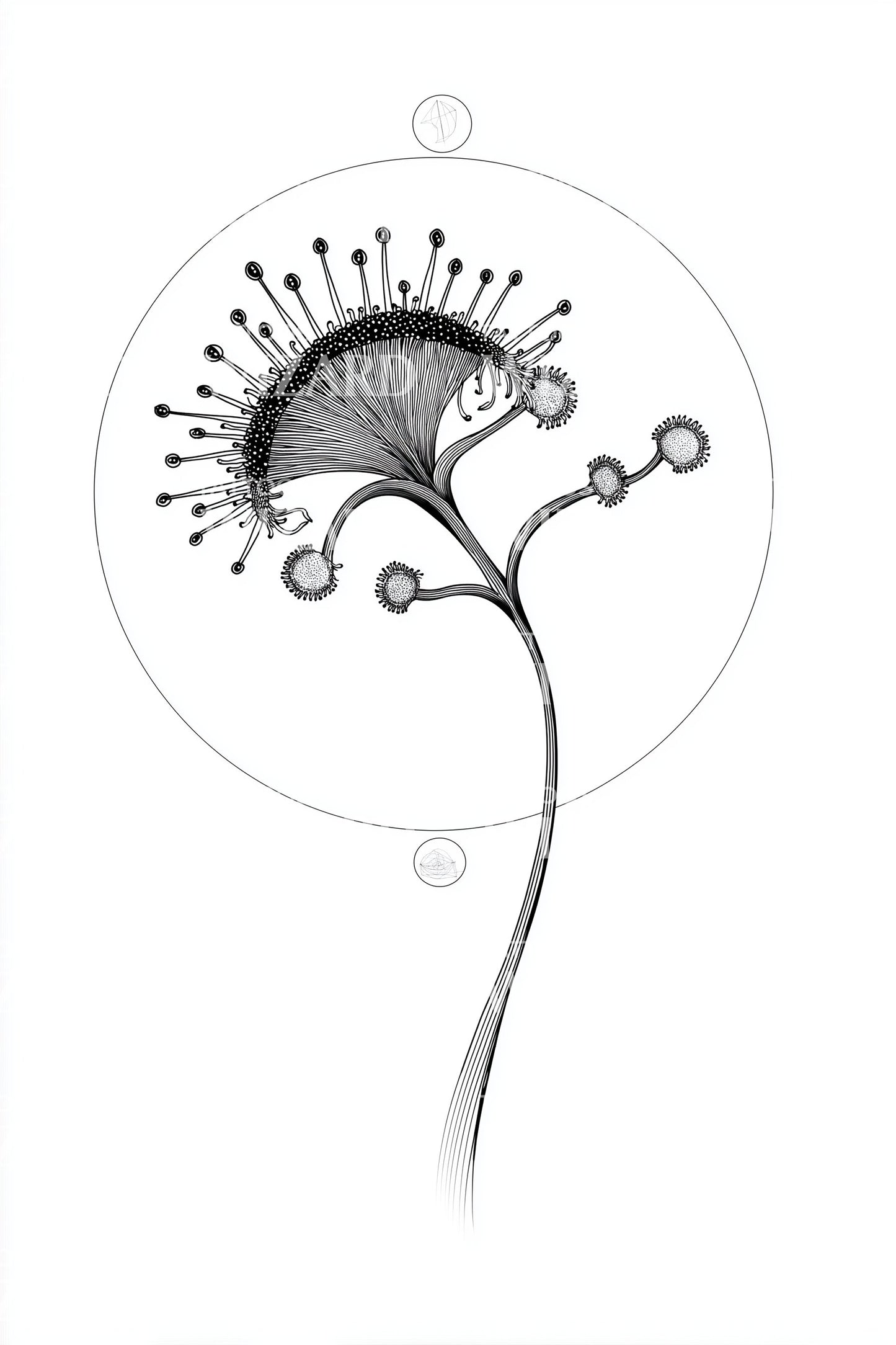 Sundew Circle Bloom Tattoo Design