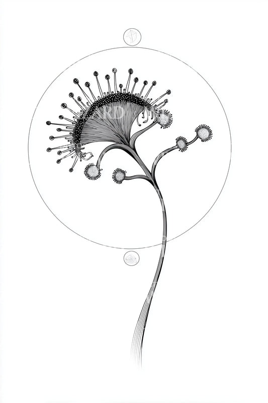 Sundew Circle Bloom Tattoo Design