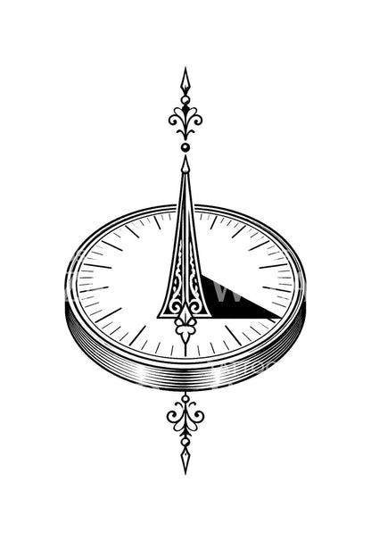 Sundial Gnomon and Shadow Tattoo Design
