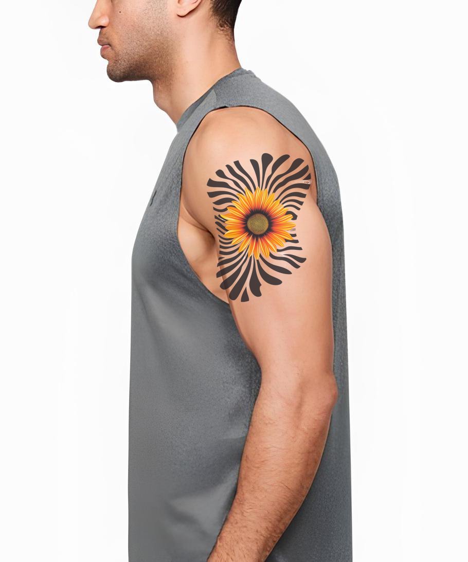 Optic Sunflower Burst Tattoo Design