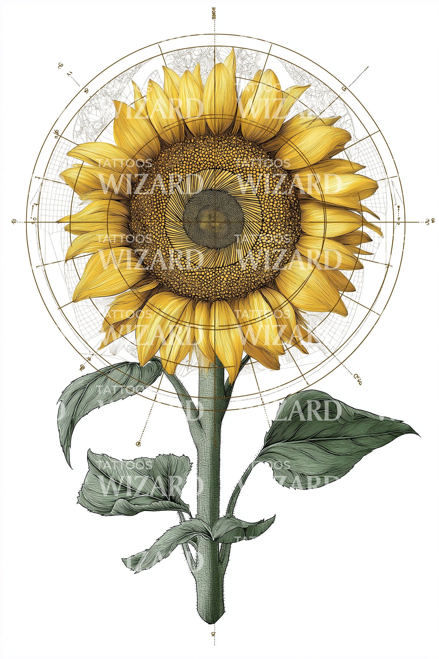Sunflower Circle Geometry Tattoo Design