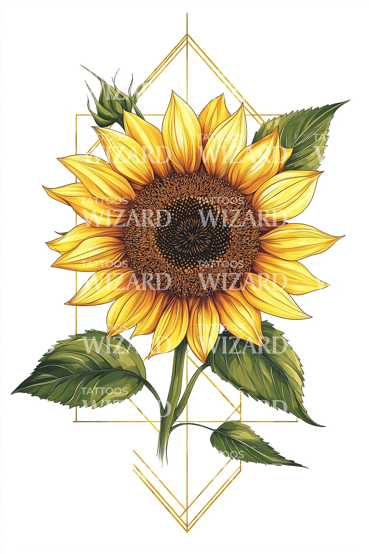 Sunflower Diamond Frame Tattoo Design
