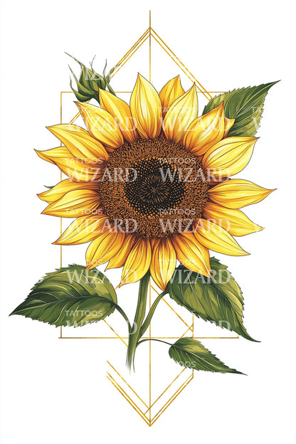 Sunflower Diamond Frame Tattoo Design