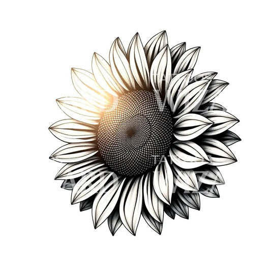 Sunflower Dotwork Tattoo Design