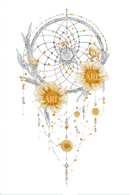 Sunflower Dreamcatcher Tattoo Design