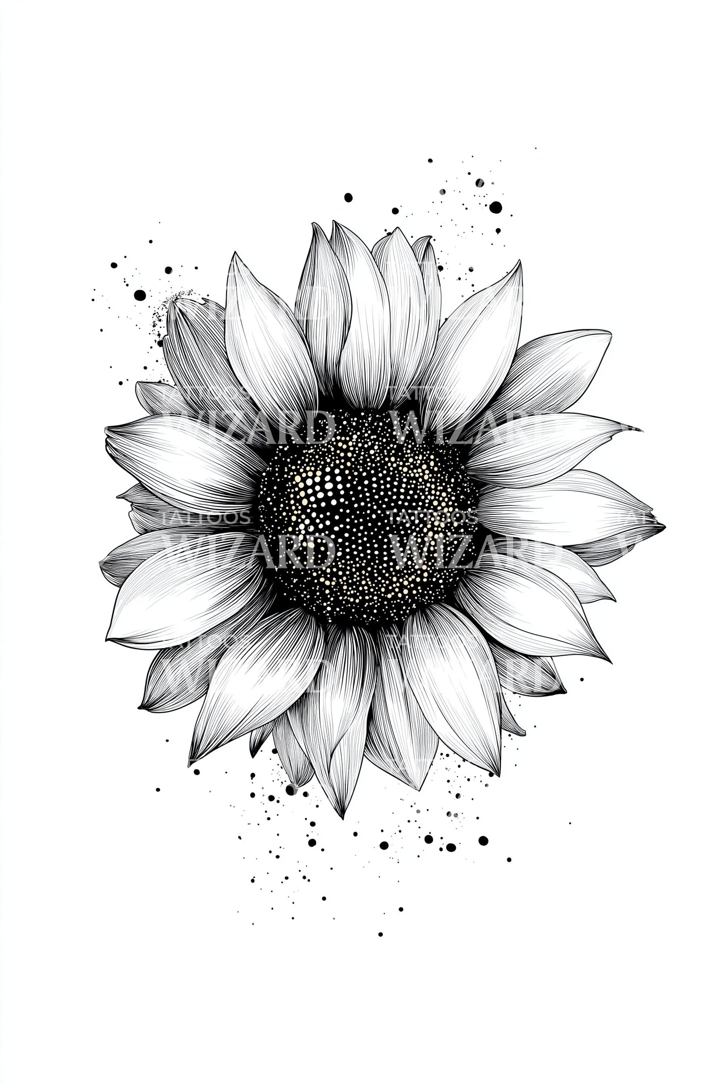 Sunflower Ink Splash Tattoo Idea