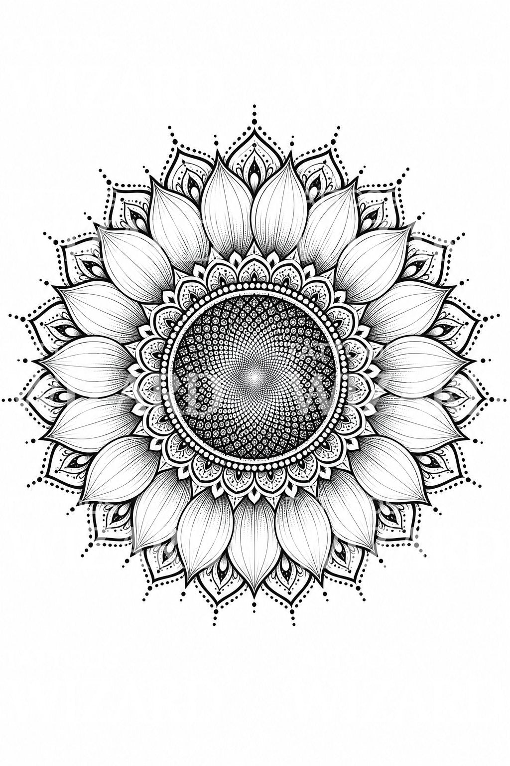 Sunflower Mandala Tattoo Design