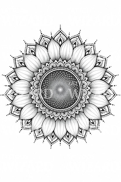 Sunflower Mandala Tattoo Design