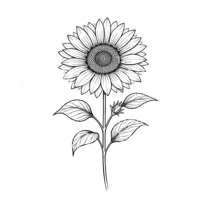 Sunflower Stem Tattoo Design