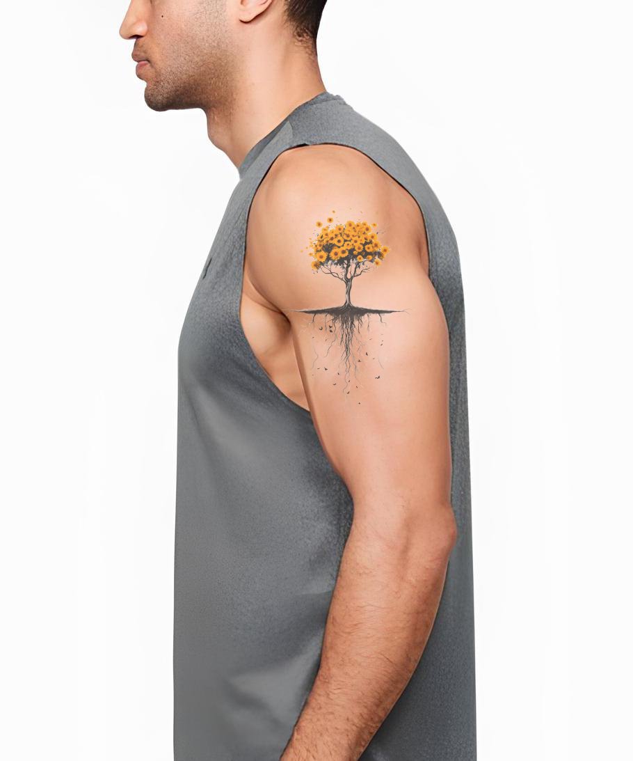 Radiant Sunflower Tree Tattoo Design
