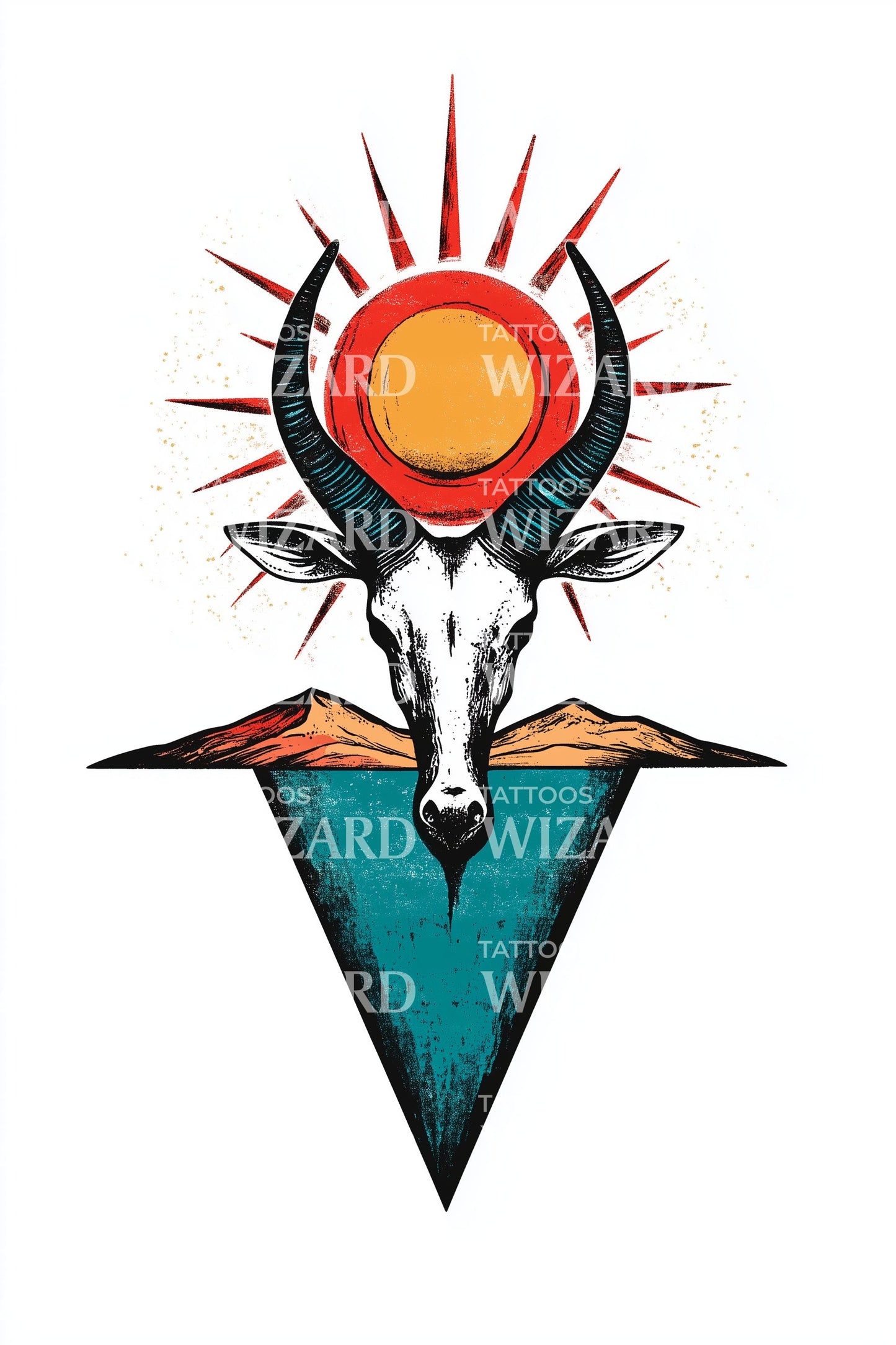 Desenho de Tatuagem Totem Antílope Iluminado pelo Sol
