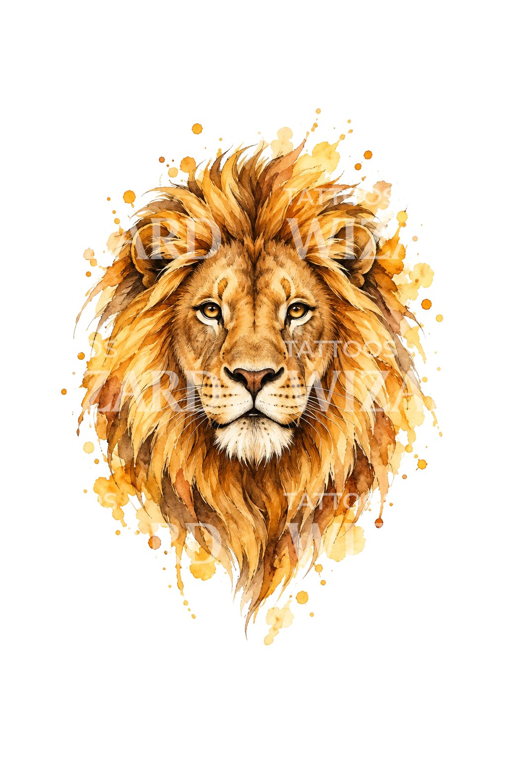 Design de tatuagem de juba de leão banhada pelo sol
